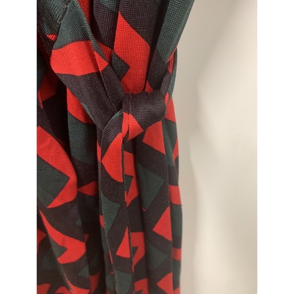 Diane Von Furstenberg Vintage Womens Silk Geometric‎ Wrap Dress Red Black 00 - Picture 5 of 14